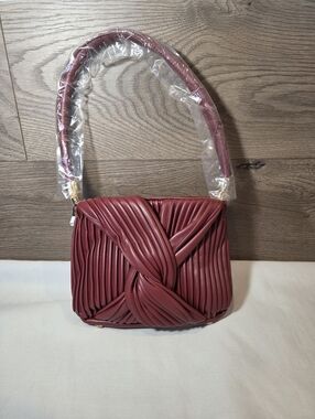 Jason WU Women's Pleated Knot-Front Handbag In Wine- NEW